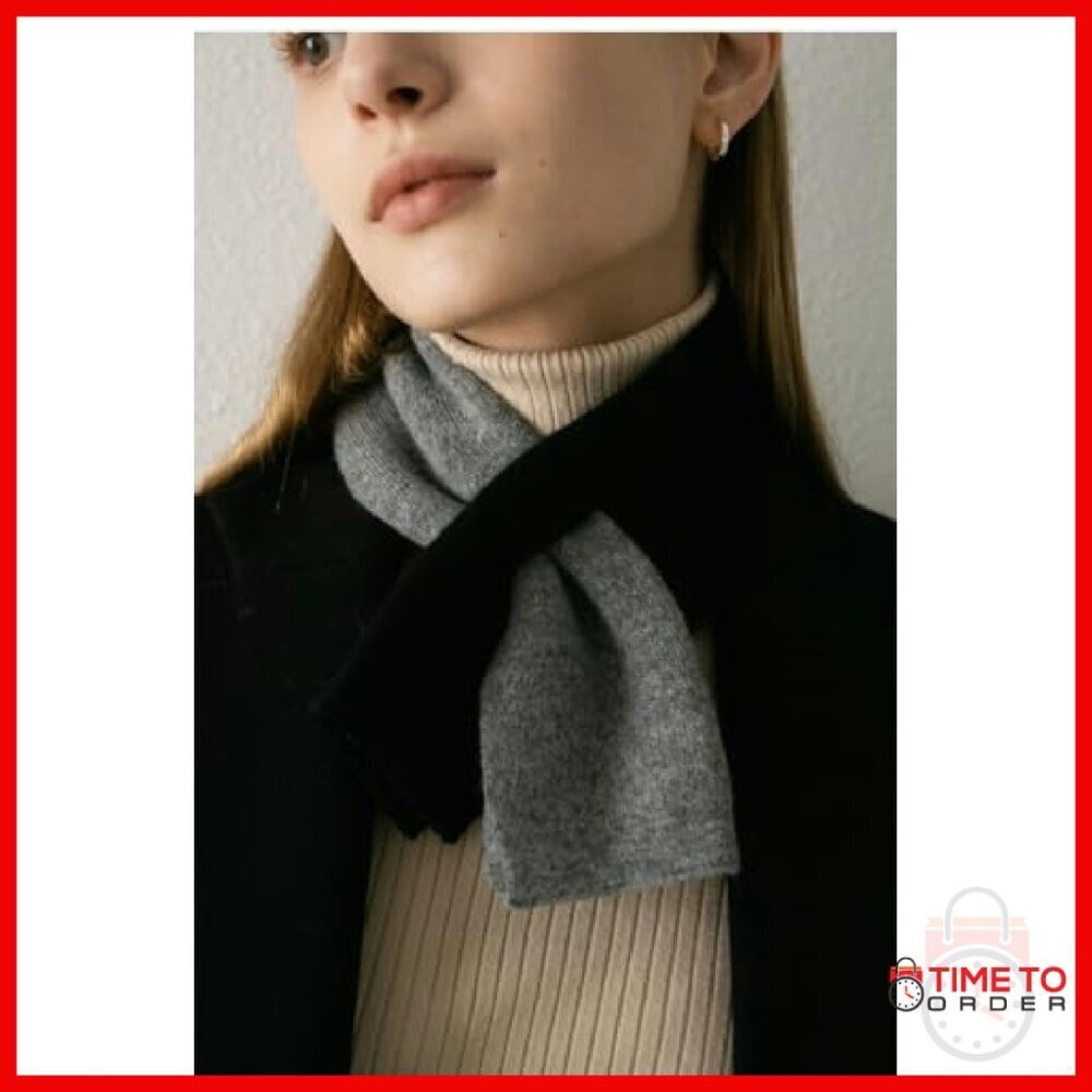 Luxury Cashmere Scarf Winter Neck Warmer Soft Knitted Wool Fall Accessory - Picture 3 of 5